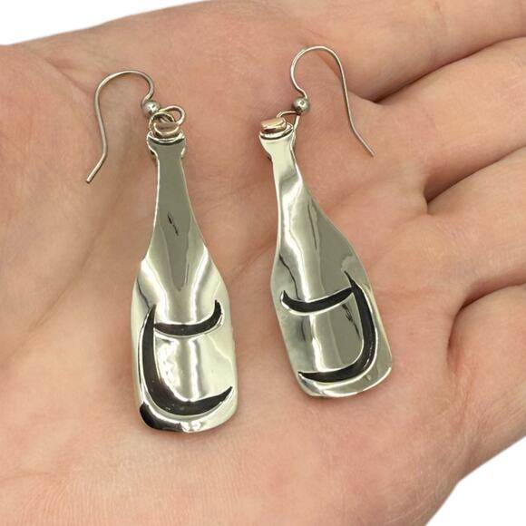 Far Fetched Copper Cork Wine Bottle Earrings Sommelier Silver Gold Artisan - Picture 3 of 4
